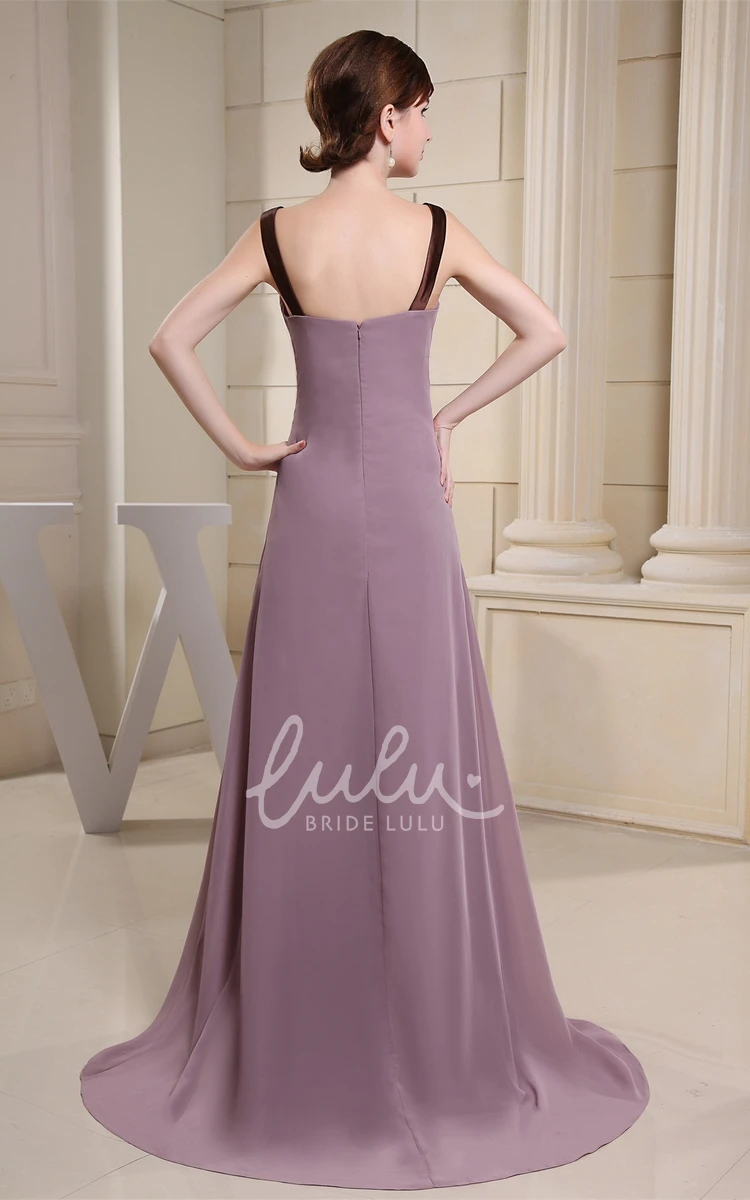 Ruched A-Line Chiffon Formal Dress with Sweep Train