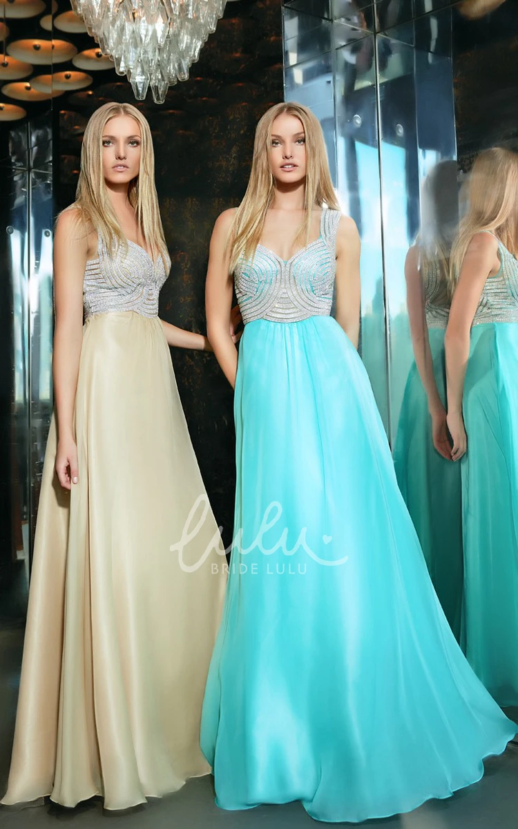 Illusion Back Chiffon Prom Dress Sleeveless Strapped Design