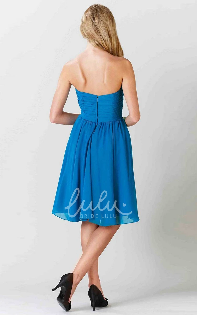 Sweetheart Criss-Cross Chiffon Bridesmaid Dress Knee-Length