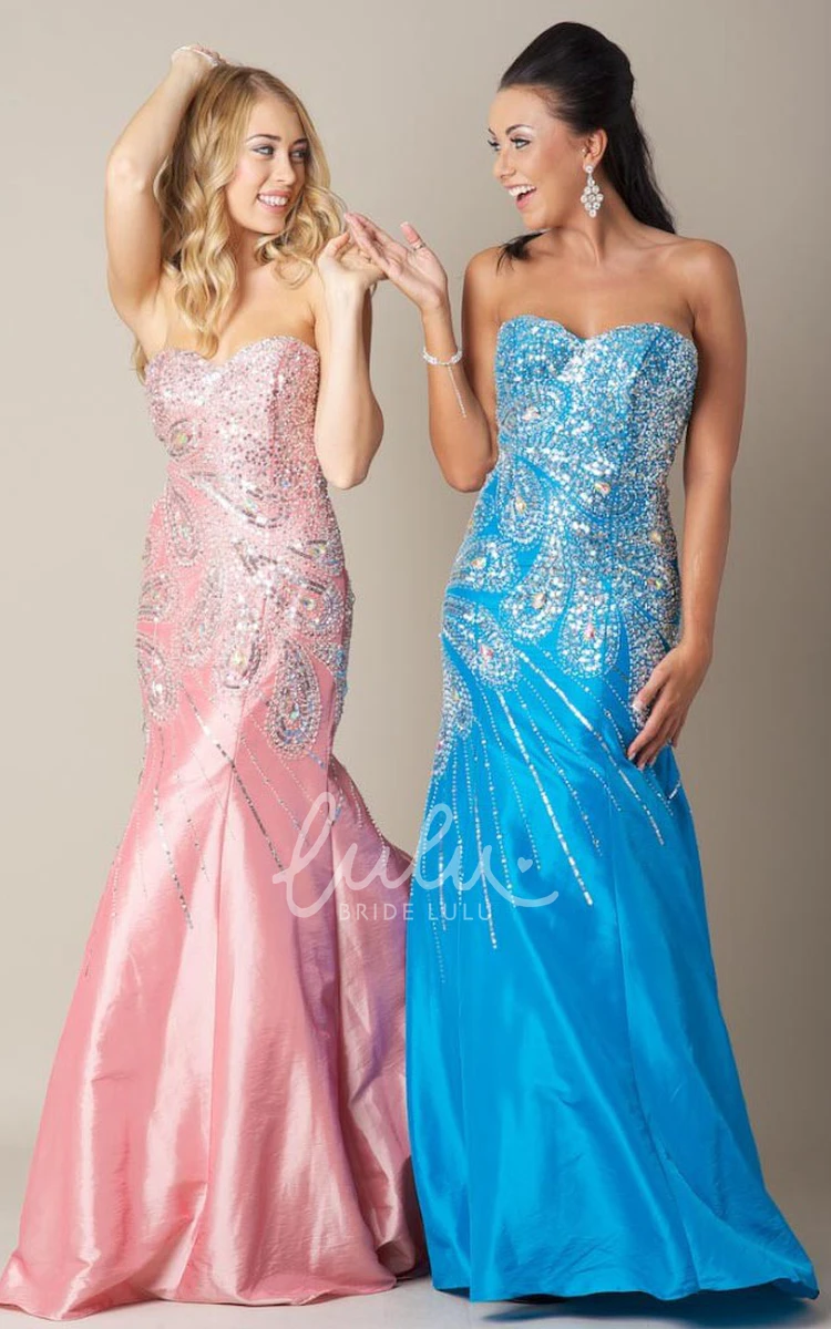 Sweetheart Taffeta Prom Dress Floor-Length & Beaded