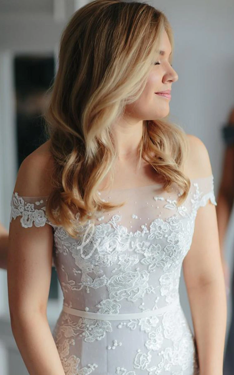 Lace Tulle Off-the-Shoulder Mermaid Wedding Dress with Zipper