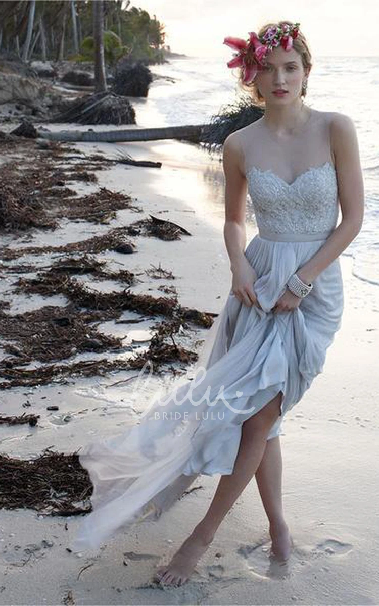 High Neck Chiffon A-Line Wedding Dress Modern Women's Bridal Gown