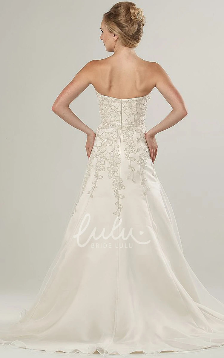 Beaded A-Line Strapless Wedding Dress in Stretched Satin