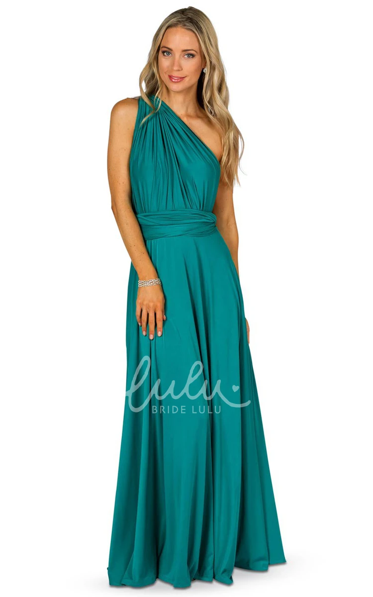 Ruched Halter Convertible Bridesmaid Dress with Straps Maxi Length