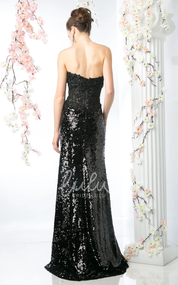 Sweetheart Sequin Backless Formal Dress with Appliques