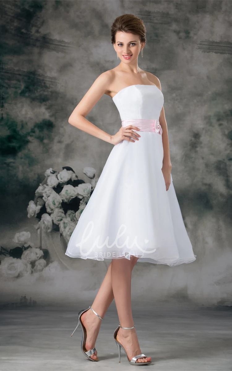 A-Line Formal Dress with Strapless Knee-Length and Bow Detail