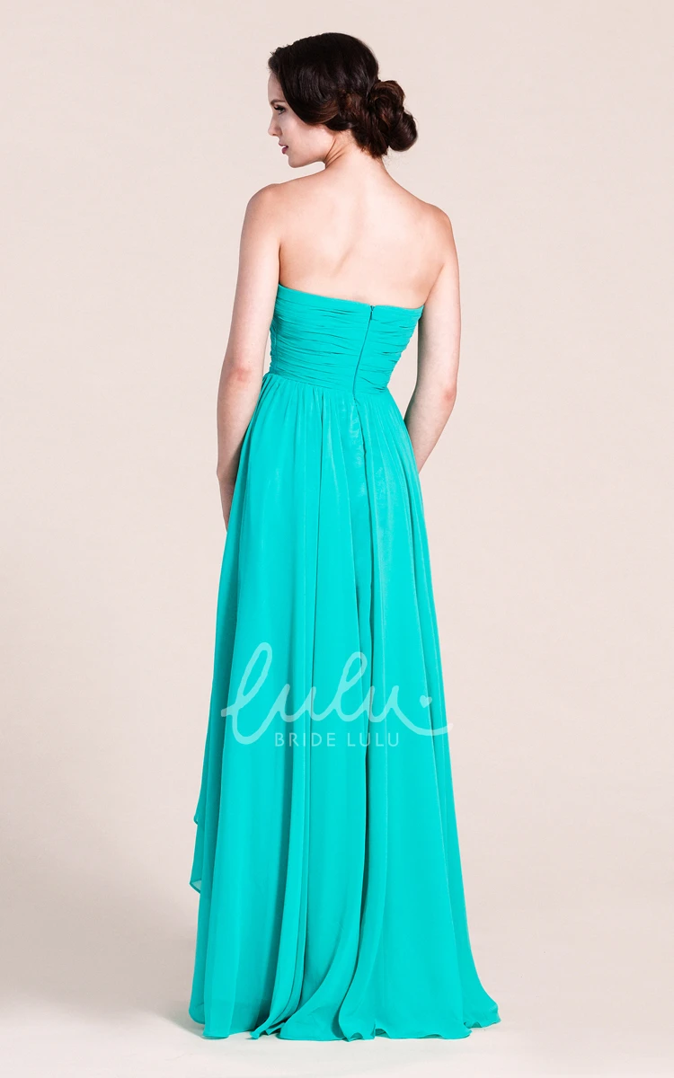 Long Chiffon Dress with Sweetheart Neckline and A-Line Silhouette