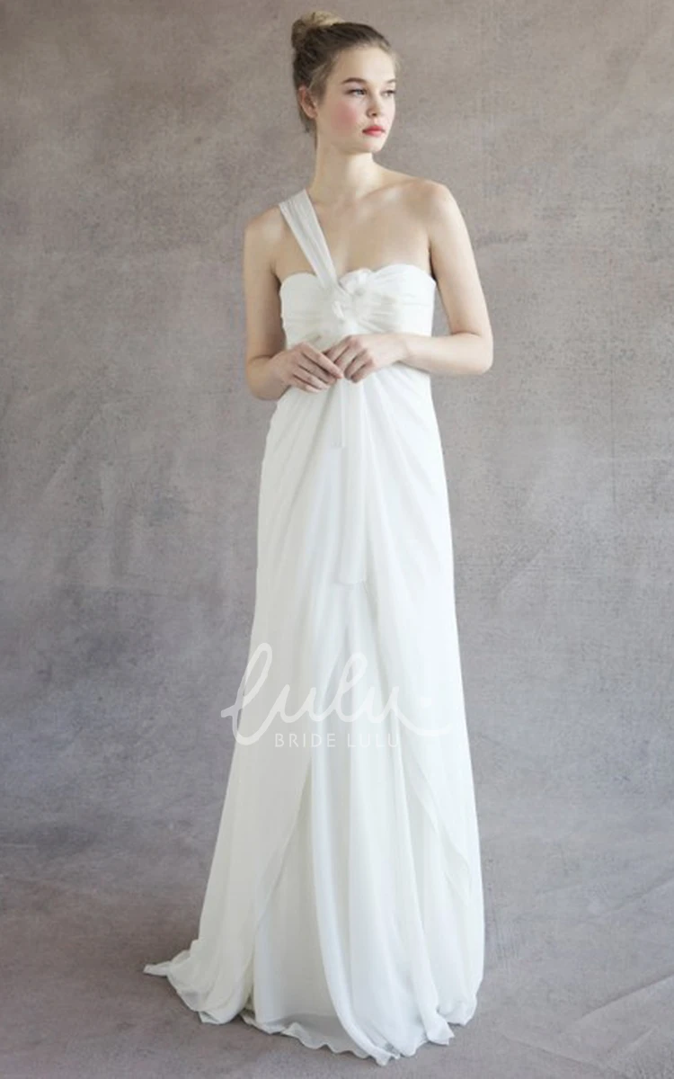 Empire Sweetheart Chiffon Wedding Dress Sleeveless Ruched Long Sheath with Draping