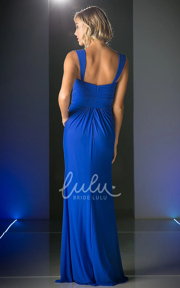 Sleeveless Chiffon Formal Dress with Criss Cross and Draping