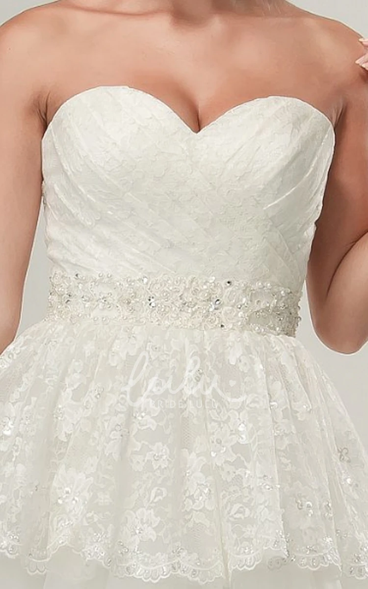 Sweetheart A-Line Tulle Wedding Dress with Peplum and Beading Floor-Length