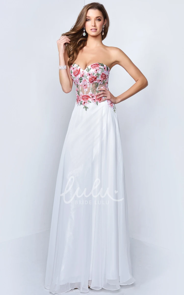 Sweetheart Backless Sheath Formal Dress with Appliques and Flower