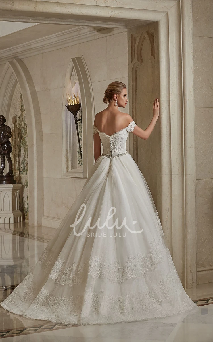 Lace Off-Shoulder A-line Dress with Sweetheart Neckline Wedding Dress