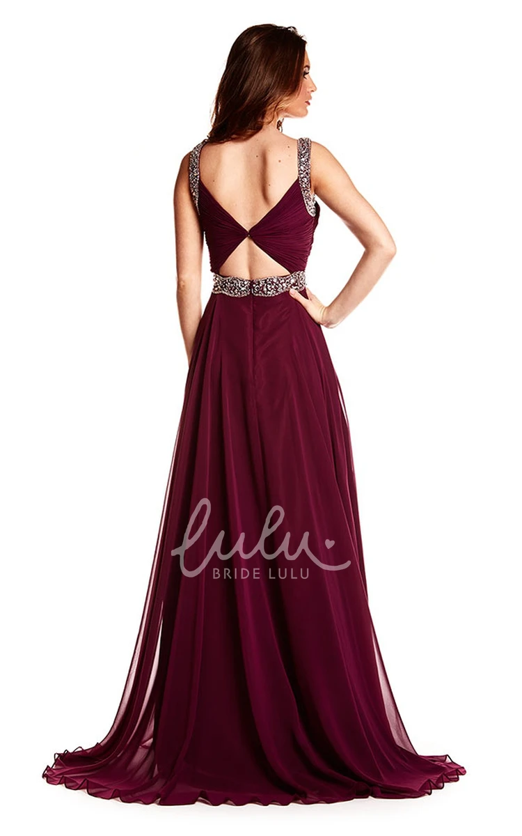 Beaded Chiffon Strapped Maxi Prom Dress Prom Dress Women Flowy Unique