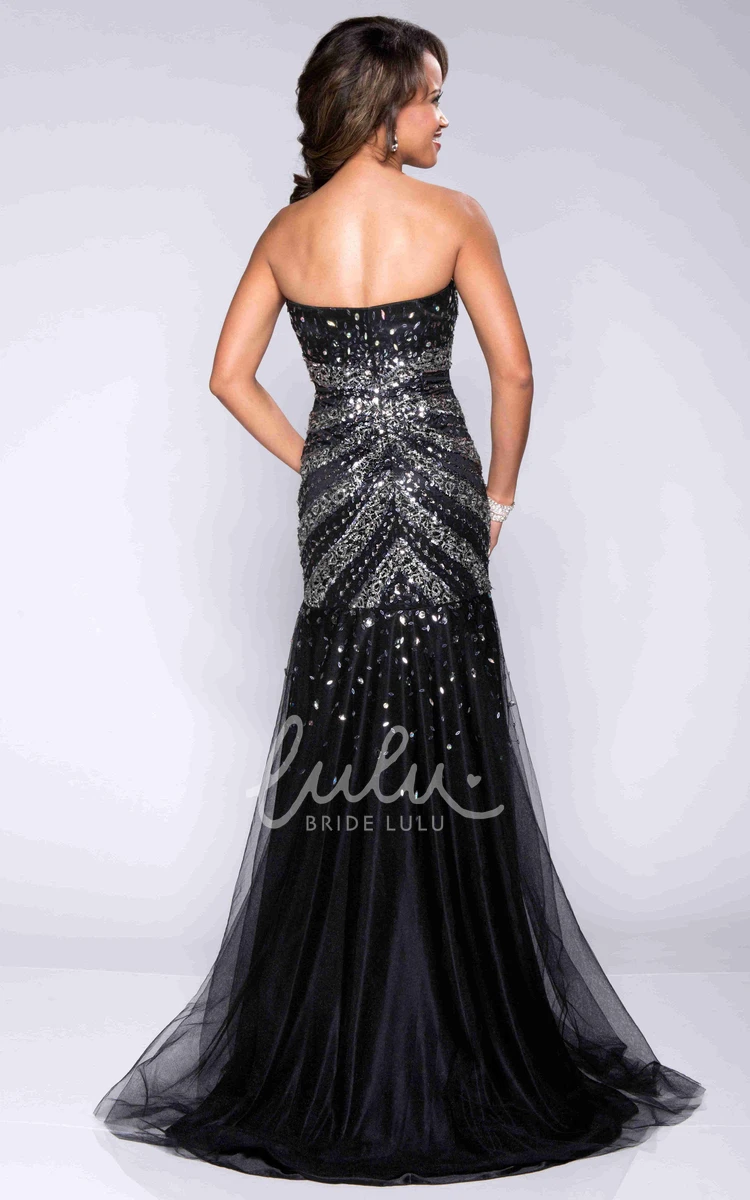 Trumpet Sequin Tulle Strapless Prom Dress Glamorous Party Dress 2024