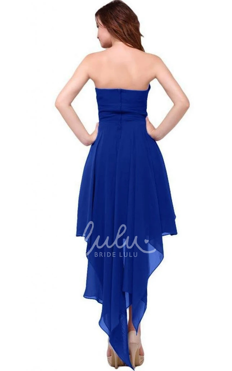 High-Low Layered Chiffon Formal Dress with Sweetheart Neckline and Ruched Sash