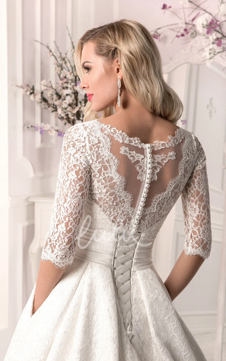 Crystal Lace A-Line Wedding Dress with Lace-up Back